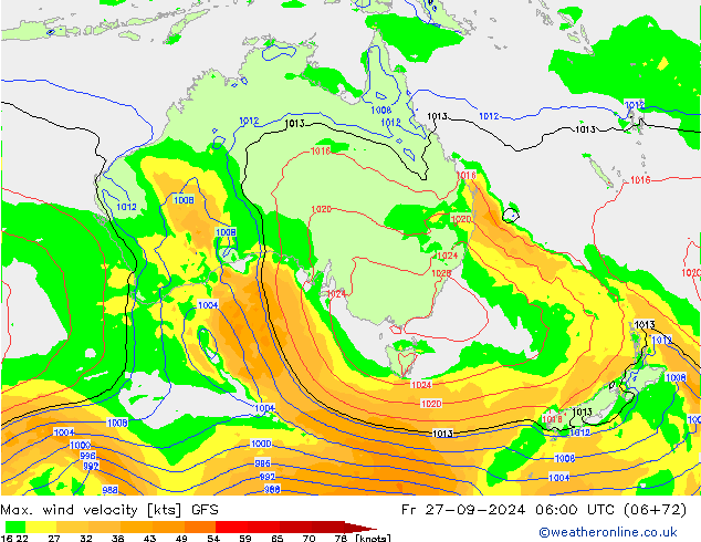 Max. wind velocity GFS Fr 27.09.2024 06 UTC