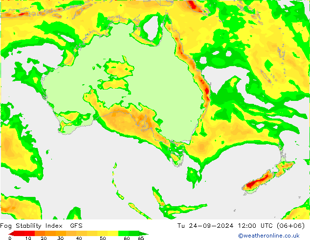 Fog Stability Index GFS mar 24.09.2024 12 UTC