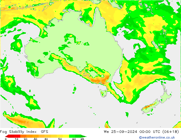 Fog Stability Index GFS Çar 25.09.2024 00 UTC