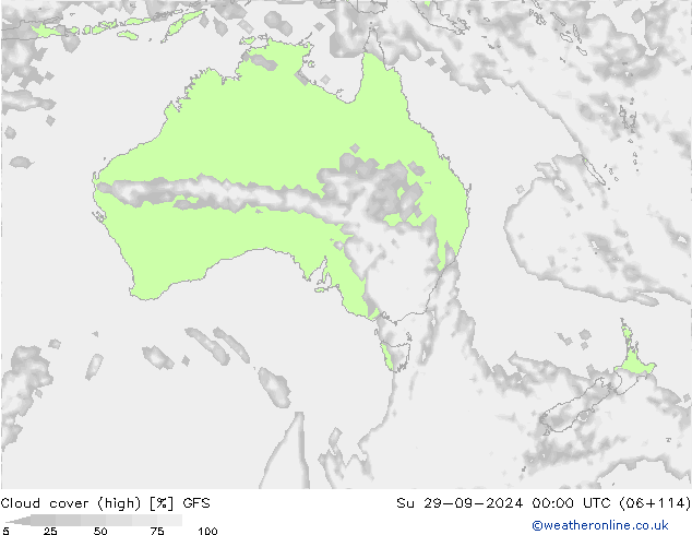 Bulutlar (yüksek) GFS Paz 29.09.2024 00 UTC