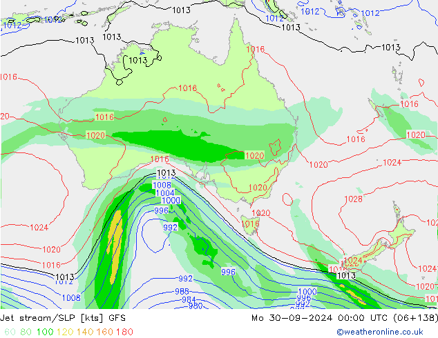 Jet stream GFS Seg 30.09.2024 00 UTC