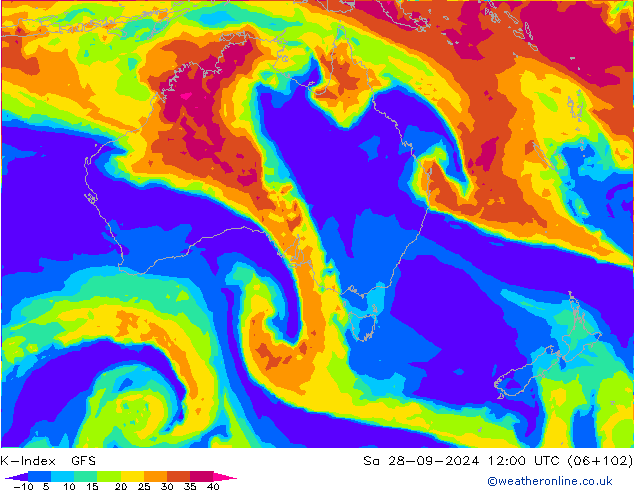 K-Index GFS sab 28.09.2024 12 UTC