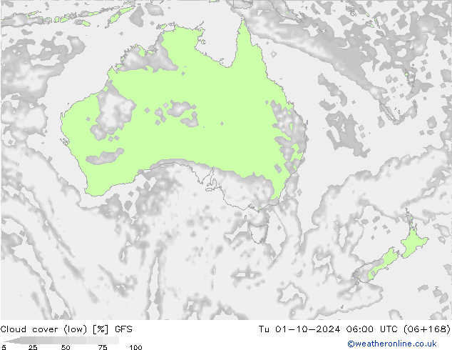 Bulutlar (düşük) GFS Sa 01.10.2024 06 UTC