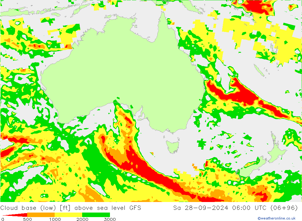 Cloud base (low) GFS Sáb 28.09.2024 06 UTC