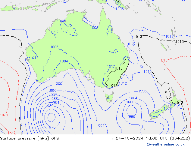 Surface pressure GFS Fr 04.10.2024 18 UTC