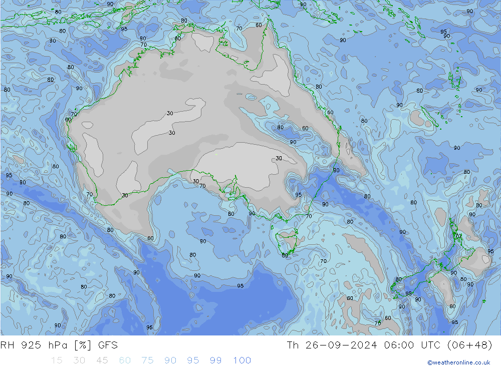 RH 925 hPa GFS Th 26.09.2024 06 UTC