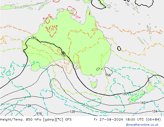 Z500/Rain (+SLP)/Z850 GFS ven 27.09.2024 18 UTC