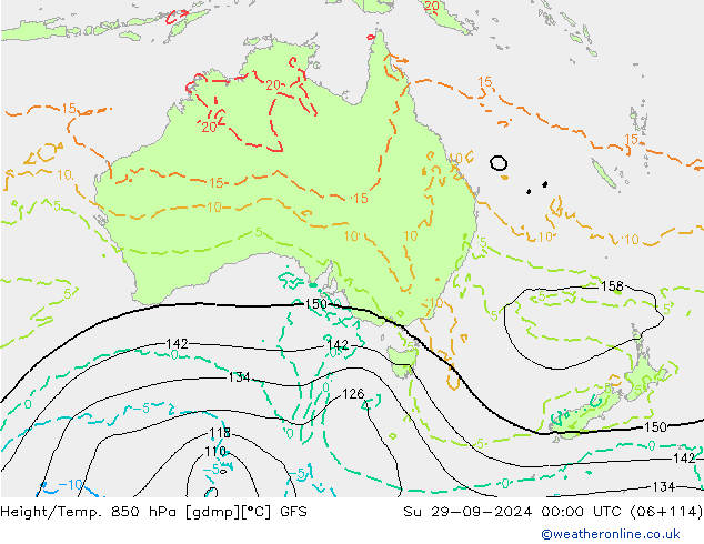 Yükseklik/Sıc. 850 hPa GFS Paz 29.09.2024 00 UTC