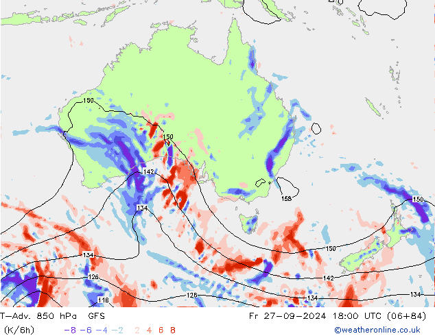 T-Adv. 850 hPa GFS Fr 27.09.2024 18 UTC