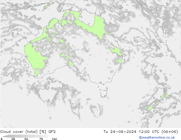 Bewolking (Totaal) GFS di 24.09.2024 12 UTC