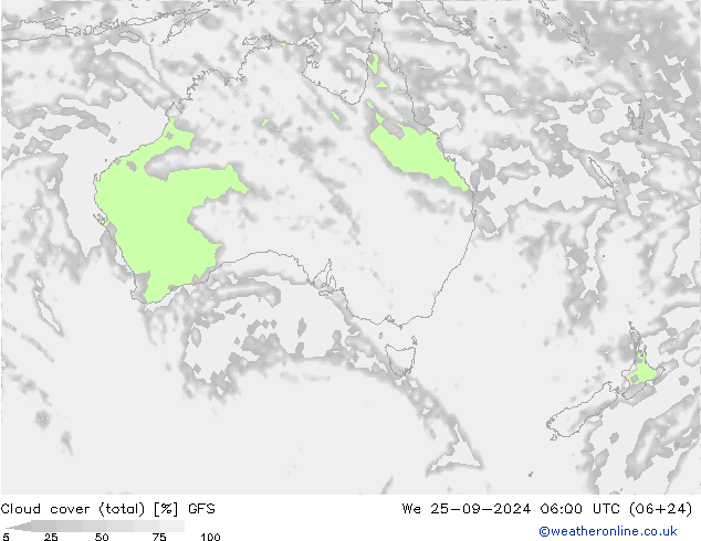 Cloud cover (total) GFS We 25.09.2024 06 UTC