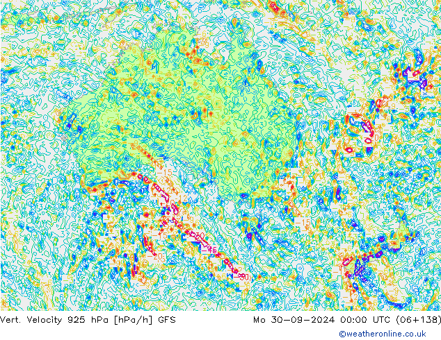 Vert. Velocity 925 hPa GFS Po 30.09.2024 00 UTC