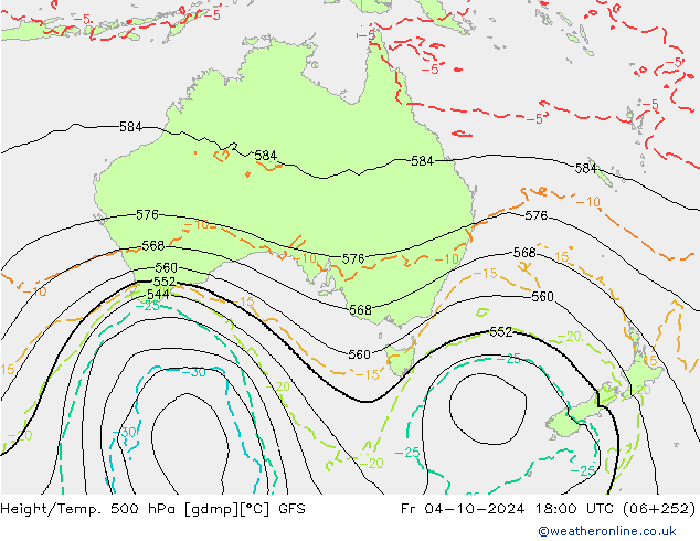 Height/Temp. 500 hPa GFS Fr 04.10.2024 18 UTC