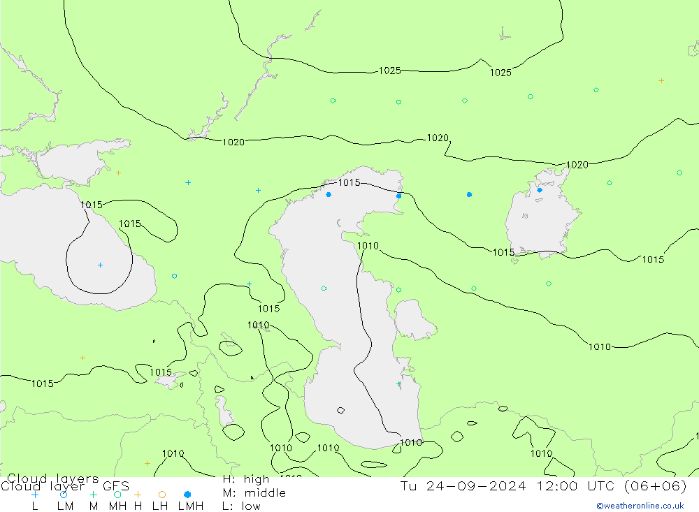 Wolkenlagen GFS di 24.09.2024 12 UTC