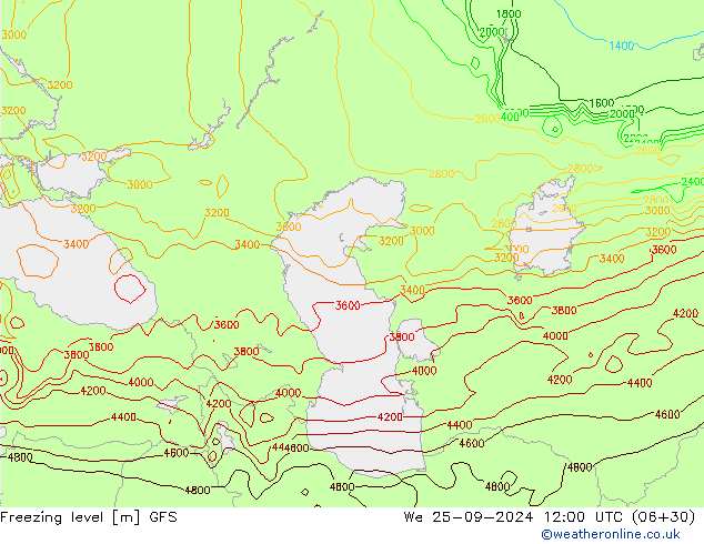 Frostgrenze GFS Mi 25.09.2024 12 UTC