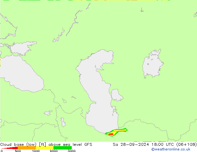 Cloud base (low) GFS Sa 28.09.2024 18 UTC