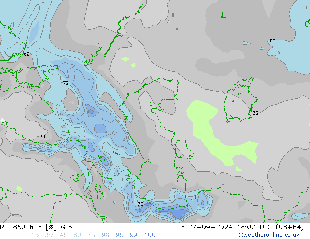 RH 850 hPa GFS pt. 27.09.2024 18 UTC