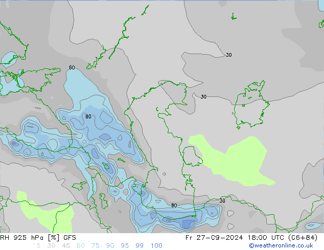 RH 925 hPa GFS Fr 27.09.2024 18 UTC