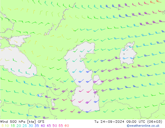 Rüzgar 500 hPa GFS Sa 24.09.2024 09 UTC