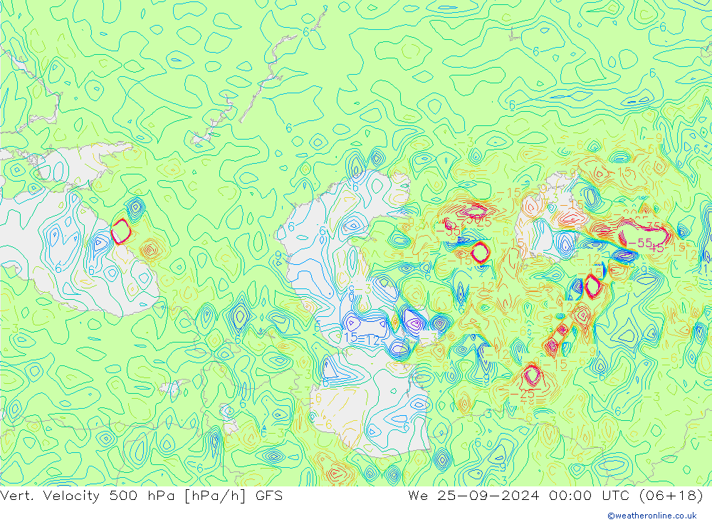 Vert. Velocity 500 hPa GFS Qua 25.09.2024 00 UTC