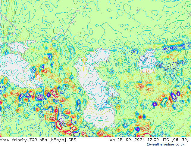 Vert. Velocity 700 hPa GFS mer 25.09.2024 12 UTC