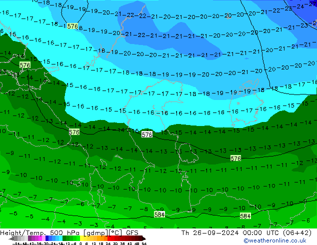 Height/Temp. 500 hPa GFS gio 26.09.2024 00 UTC