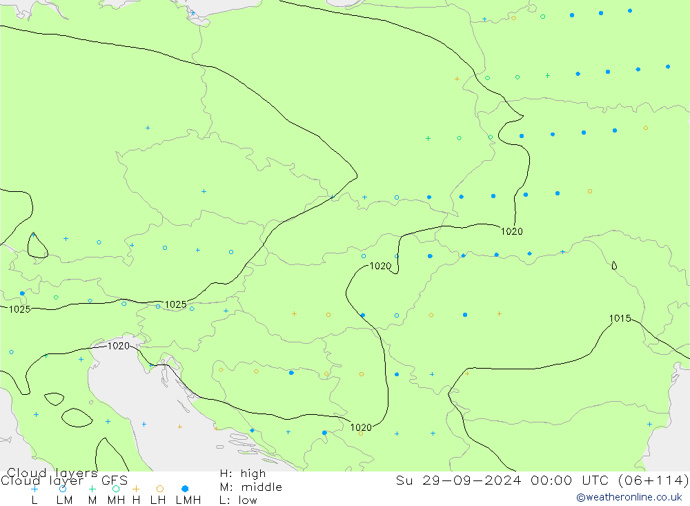 Cloud layer GFS dom 29.09.2024 00 UTC