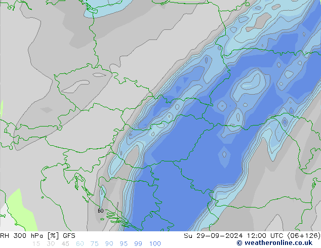 RH 300 hPa GFS  29.09.2024 12 UTC