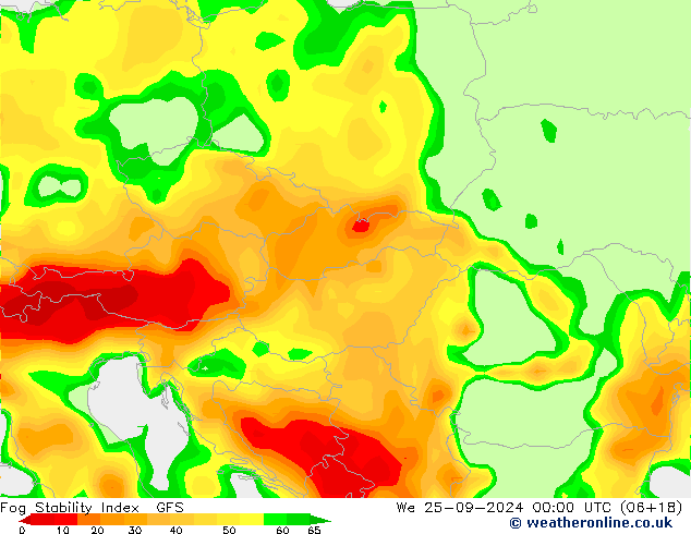 Fog Stability Index GFS St 25.09.2024 00 UTC