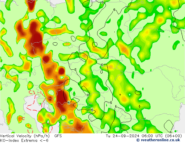 Convection-Index GFS вт 24.09.2024 06 UTC