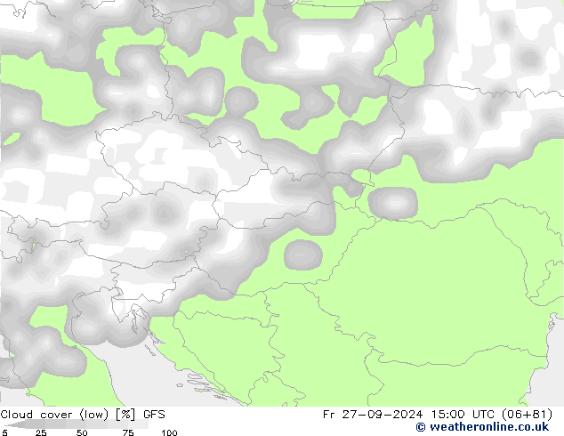 Nubi basse GFS ven 27.09.2024 15 UTC