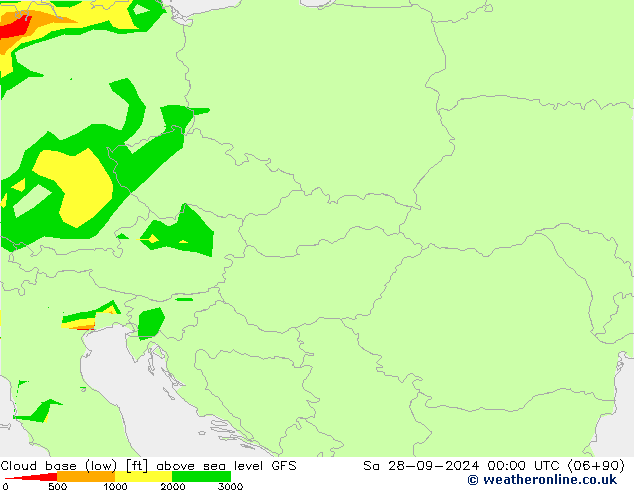 Cloud base (low) GFS Sáb 28.09.2024 00 UTC