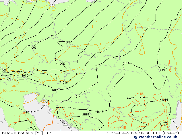 Theta-e 850hPa GFS Th 26.09.2024 00 UTC