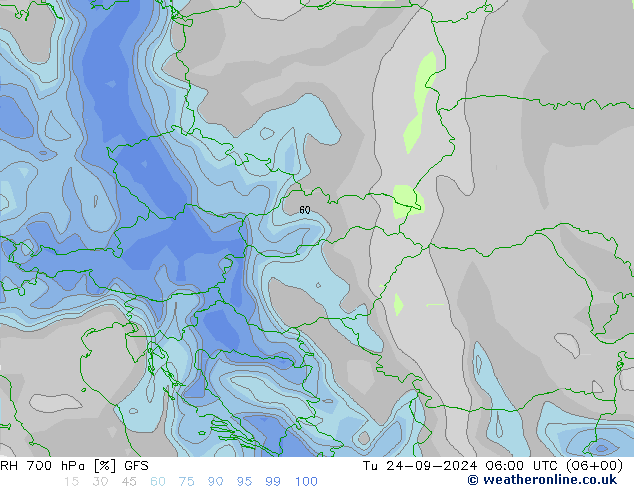 RH 700 гПа GFS вт 24.09.2024 06 UTC