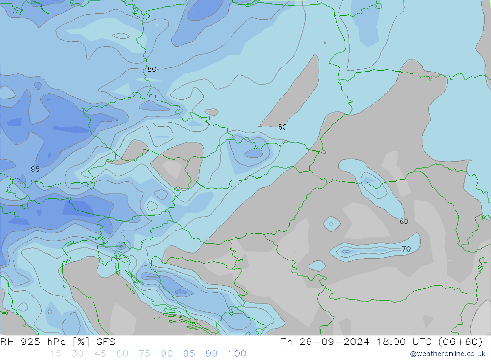 RH 925 hPa GFS gio 26.09.2024 18 UTC