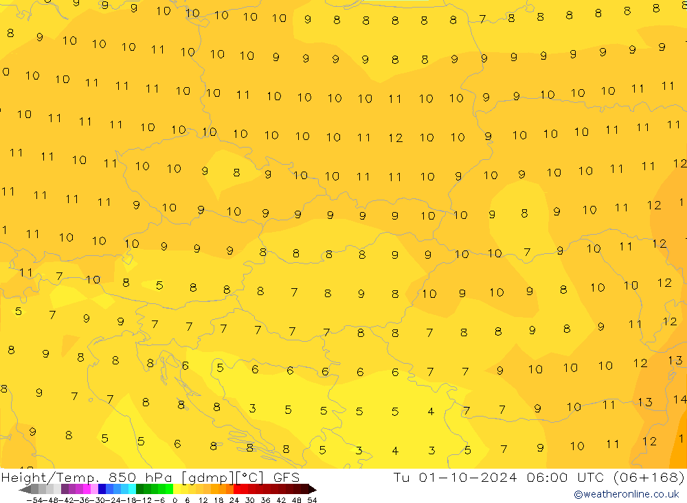 Z500/Rain (+SLP)/Z850 GFS вт 01.10.2024 06 UTC