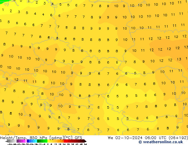 Z500/Rain (+SLP)/Z850 GFS  02.10.2024 06 UTC