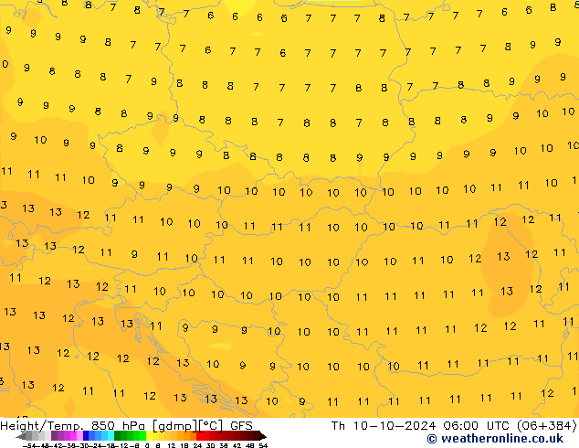 Z500/Rain (+SLP)/Z850 GFS Th 10.10.2024 06 UTC