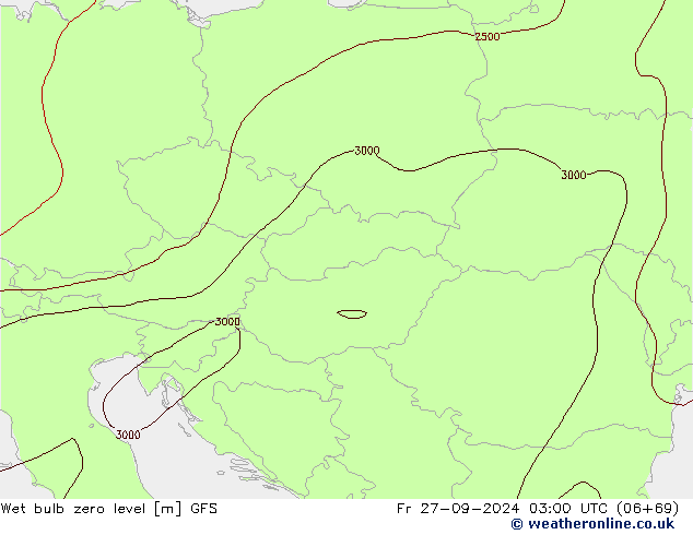 Wet bulb zero level GFS pt. 27.09.2024 03 UTC