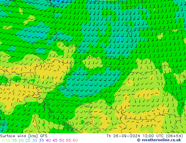 Surface wind GFS Th 26.09.2024 12 UTC