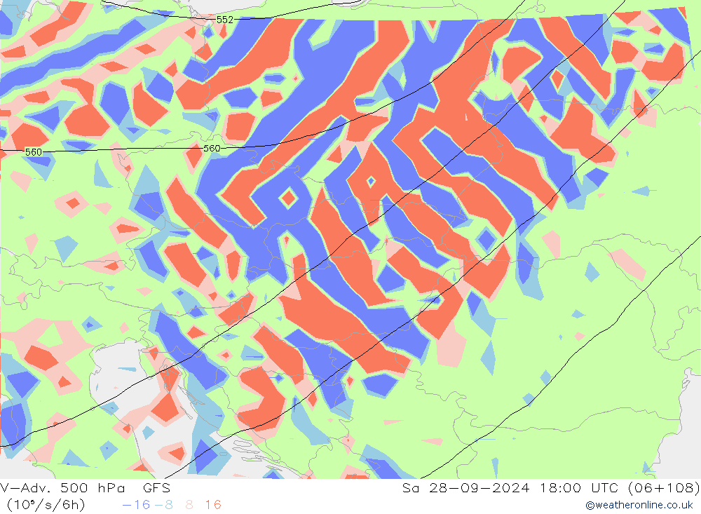 V-Adv. 500 hPa GFS za 28.09.2024 18 UTC