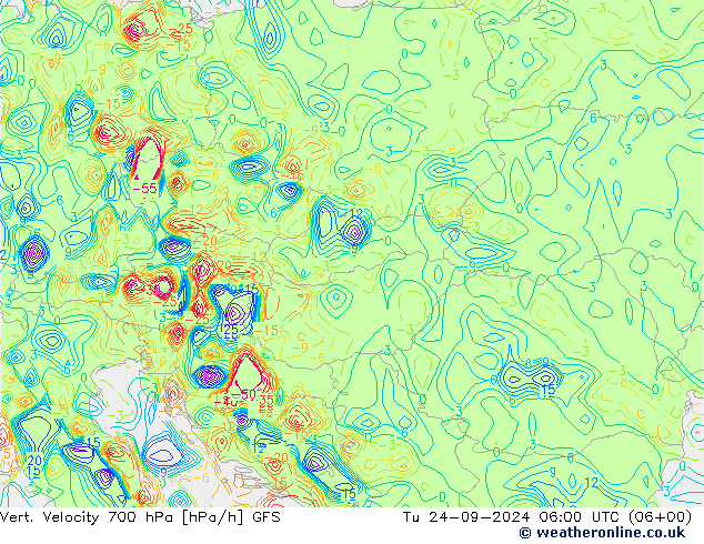 Vert. Velocity 700 hPa GFS Ter 24.09.2024 06 UTC