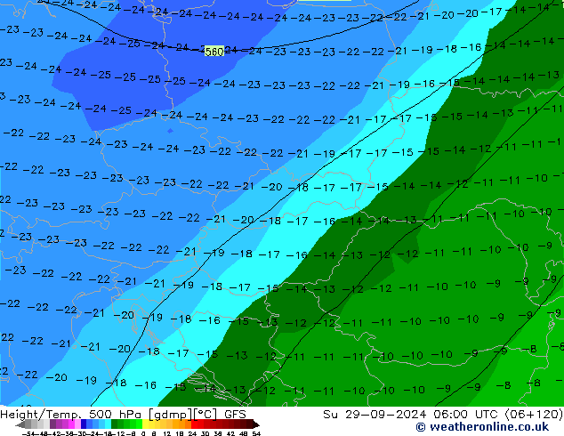 Z500/Regen(+SLP)/Z850 GFS zo 29.09.2024 06 UTC