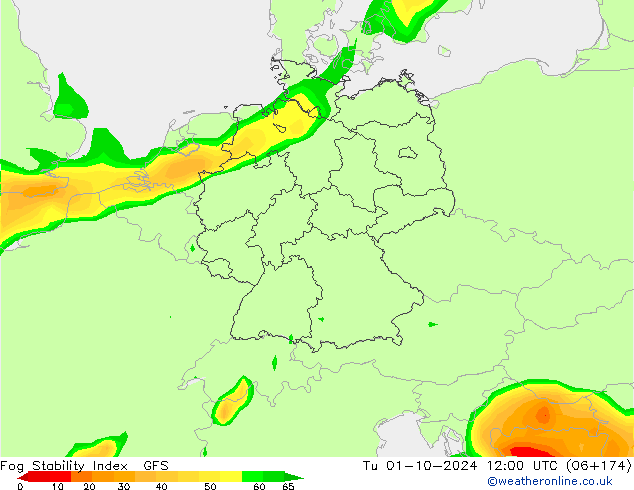 Fog Stability Index GFS Di 01.10.2024 12 UTC