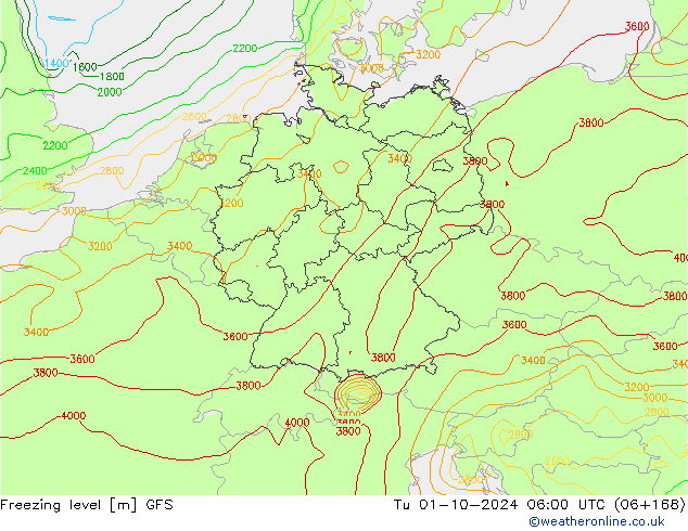 Freezing level GFS Tu 01.10.2024 06 UTC