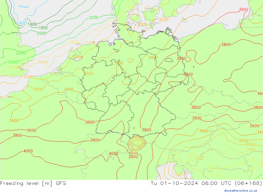 Freezing level GFS Tu 01.10.2024 06 UTC