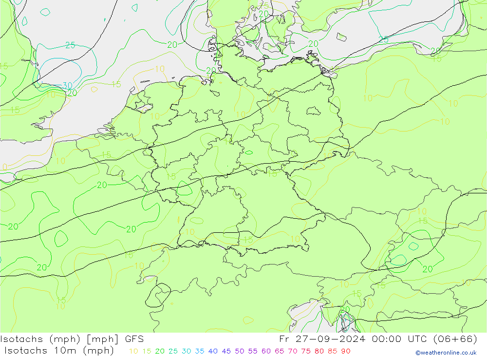 Isotachs (mph) GFS Fr 27.09.2024 00 UTC