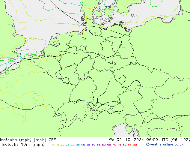 Isotachs (mph) GFS  02.10.2024 06 UTC