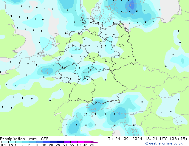 Precipitation GFS Tu 24.09.2024 21 UTC