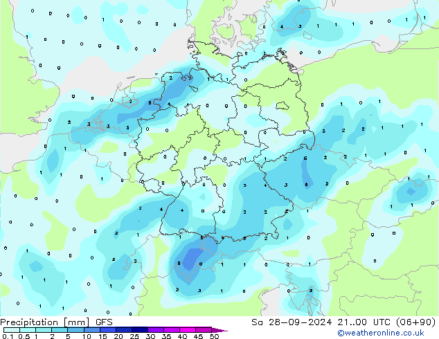 Precipitation GFS Sa 28.09.2024 00 UTC